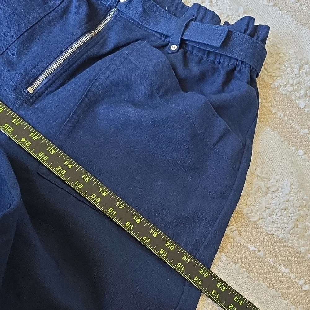 Banana Republic Navy Ankle Pants Stretch Waist Belt Size 8 (Relaxed Fit)